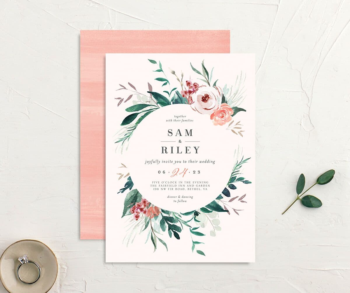 Elegant Wreath Wedding Invitations