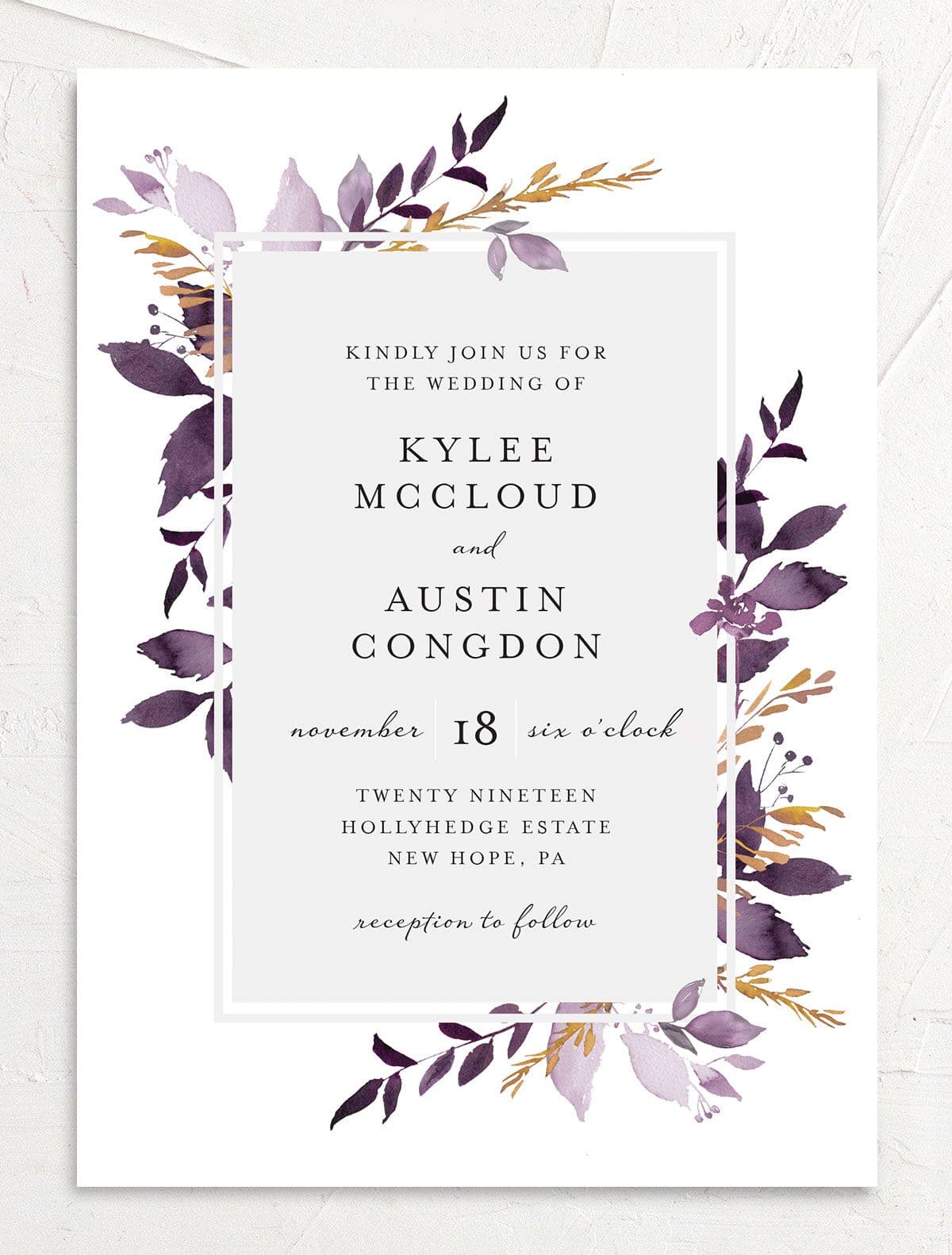 Blank watercolor paper template for wedding invitation card